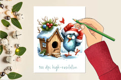 Christmas Bird House Clipart Bundle - CraftNest - Digital Crafting and Art