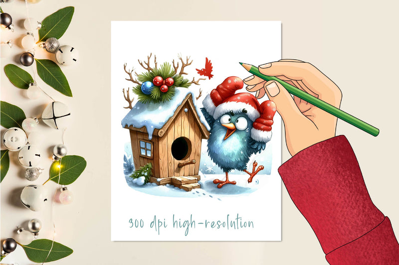 Christmas Bird House Clipart Bundle - CraftNest - Digital Crafting and Art