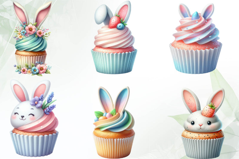 Easter Bunny Cupcake Clipart Bundle - CraftNest - Digital Crafting and Art
