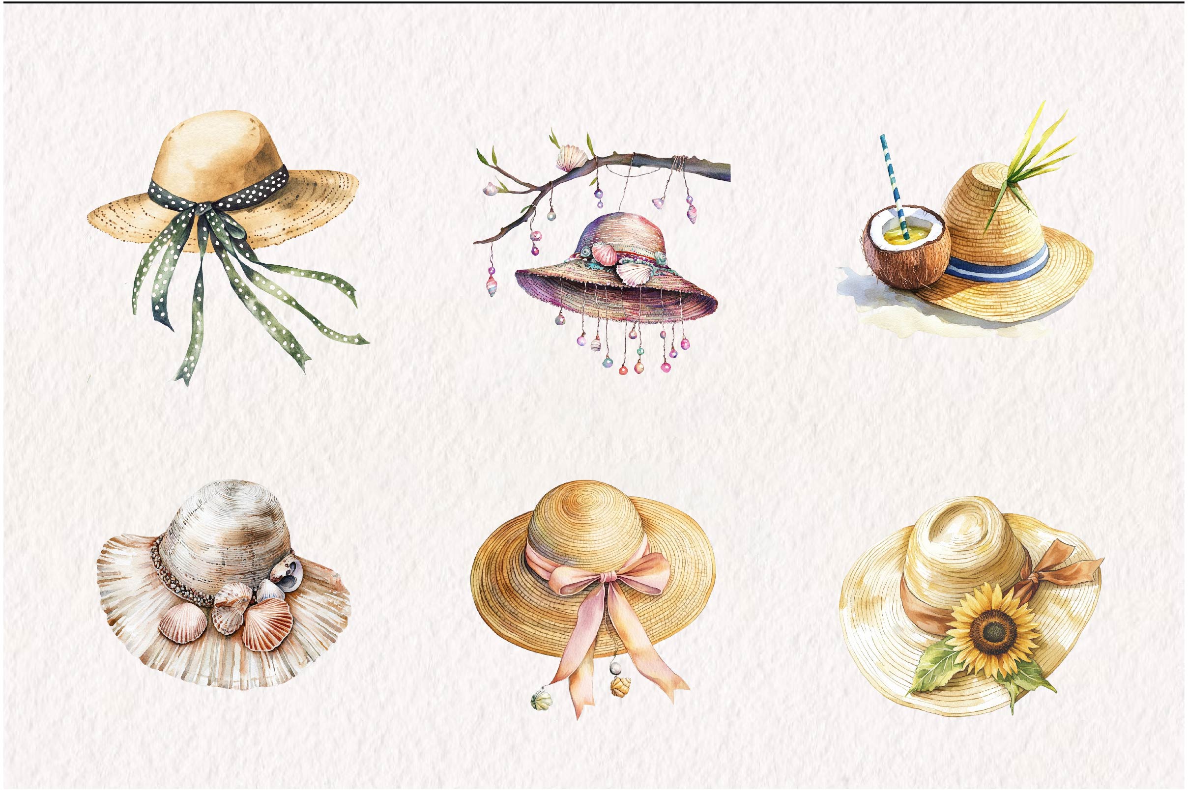 Summer Beach Sunhat Clipart Bundle - CraftNest - Digital Crafting and Art