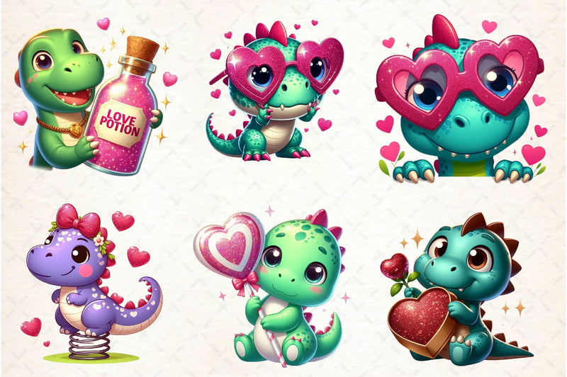 Peeking Dinosaur Valentine's Day Clipart Bundle - CraftNest - Digital Crafting and Art