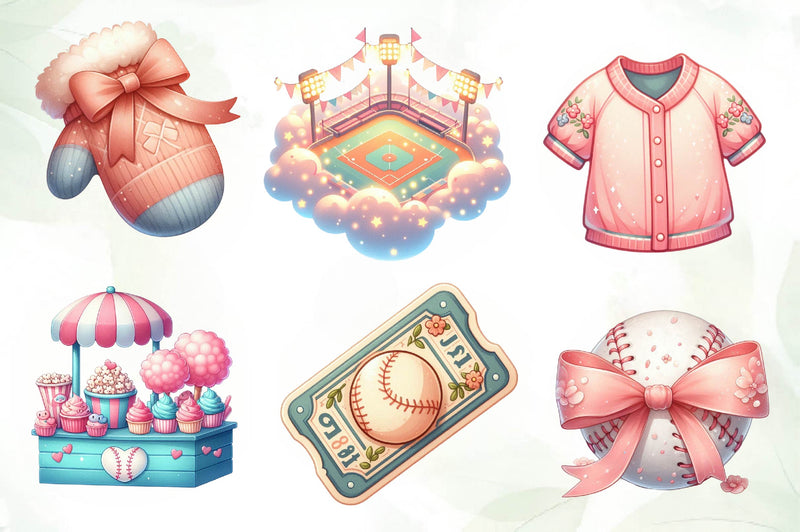 Coquette Baseball Clipart Bundle - CraftNest - Digital Crafting and Art