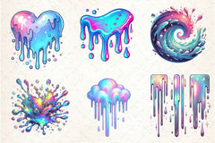 Holographic Drips And Splashes Clipart Bundle - CraftNest - Digital Crafting and Art