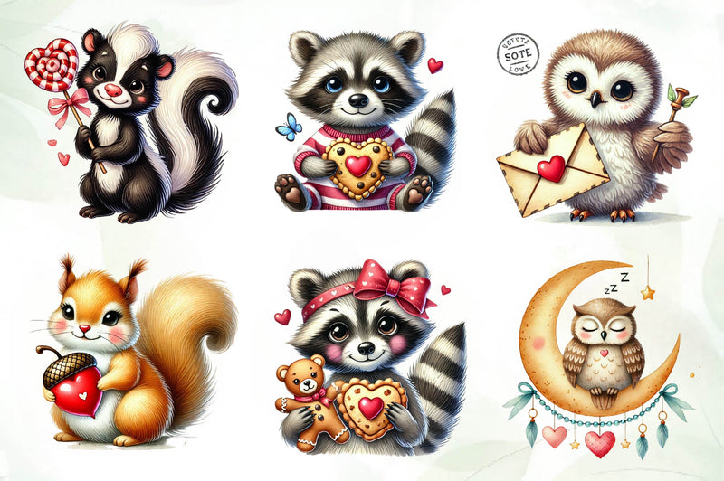 Valentine Woodland Animal Clipart Bundle - CraftNest - Digital Crafting and Art