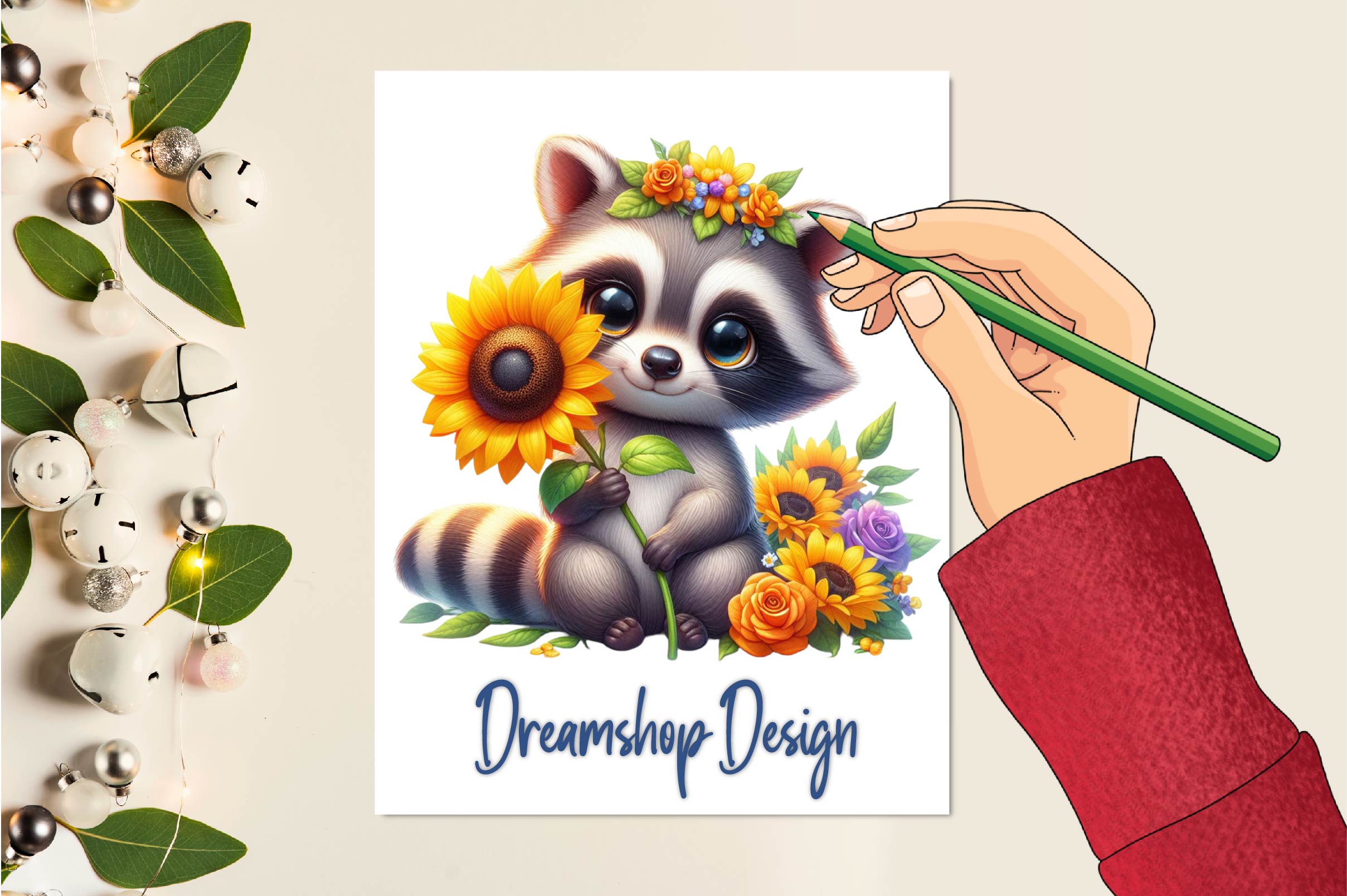 Sunflower Raccoon Clipart Bundle - CraftNest - Digital Crafting and Art