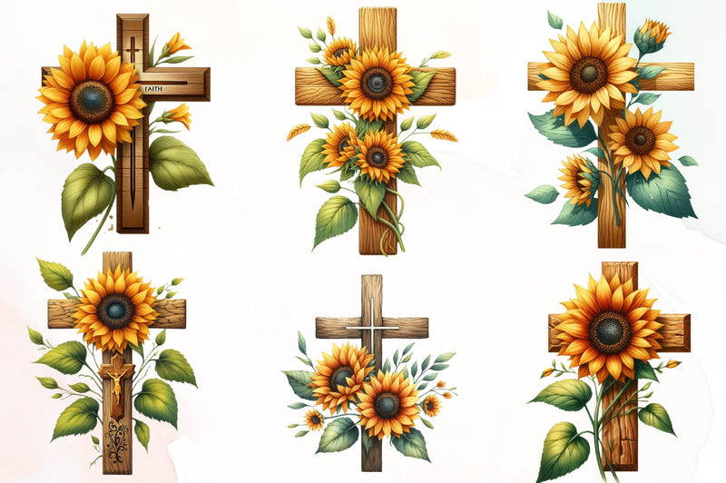 Sunflower Cross Clipart Bundle - CraftNest - Digital Crafting and Art