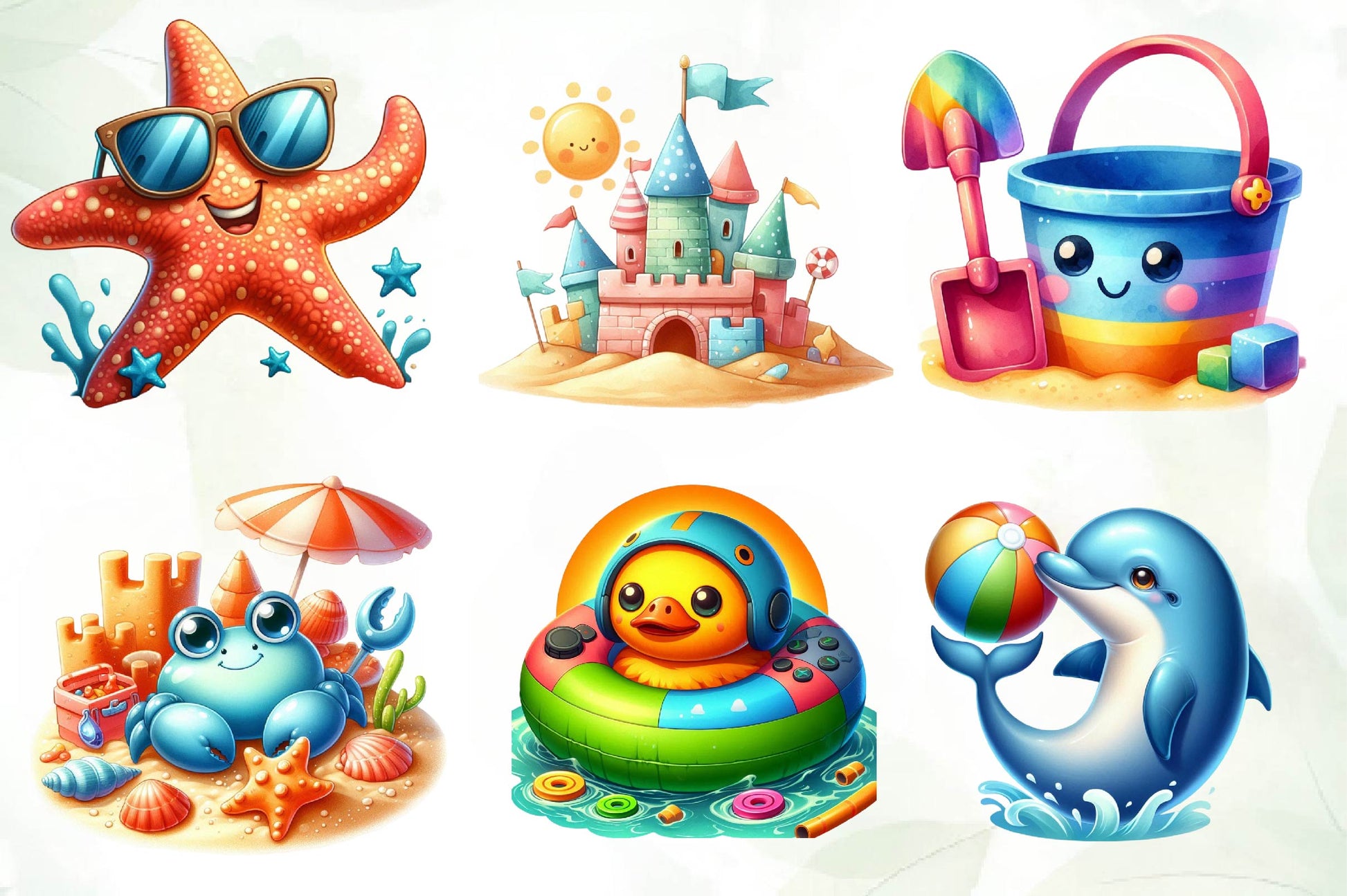 Cute Funny Beach Day Clipart Bundle - CraftNest - Digital Crafting and Art