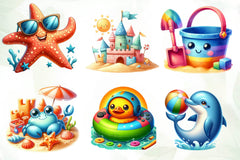Cute Funny Beach Day Clipart Bundle - CraftNest - Digital Crafting and Art