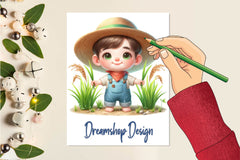 Spring Farmer Cute Farmer Clipart Bundle - CraftNest - Digital Crafting and Art