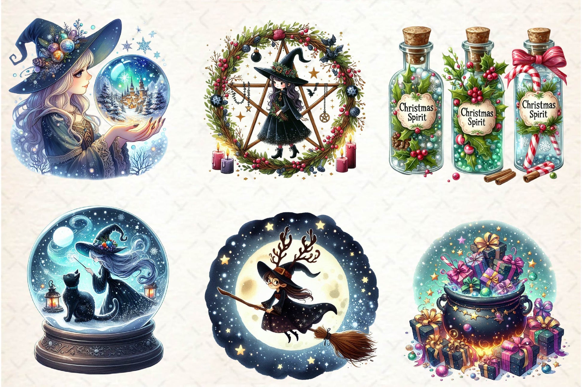 Christmas Witches Clipart Bundle - CraftNest - Digital Crafting and Art
