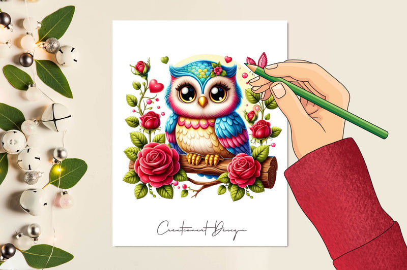 Floral Cute Owl Clipart Bundle - CraftNest - Digital Crafting and Art