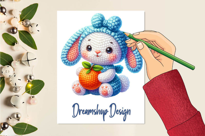 Crochet Bunny With Fruits Clipart Bundle - CraftNest - Digital Crafting and Art