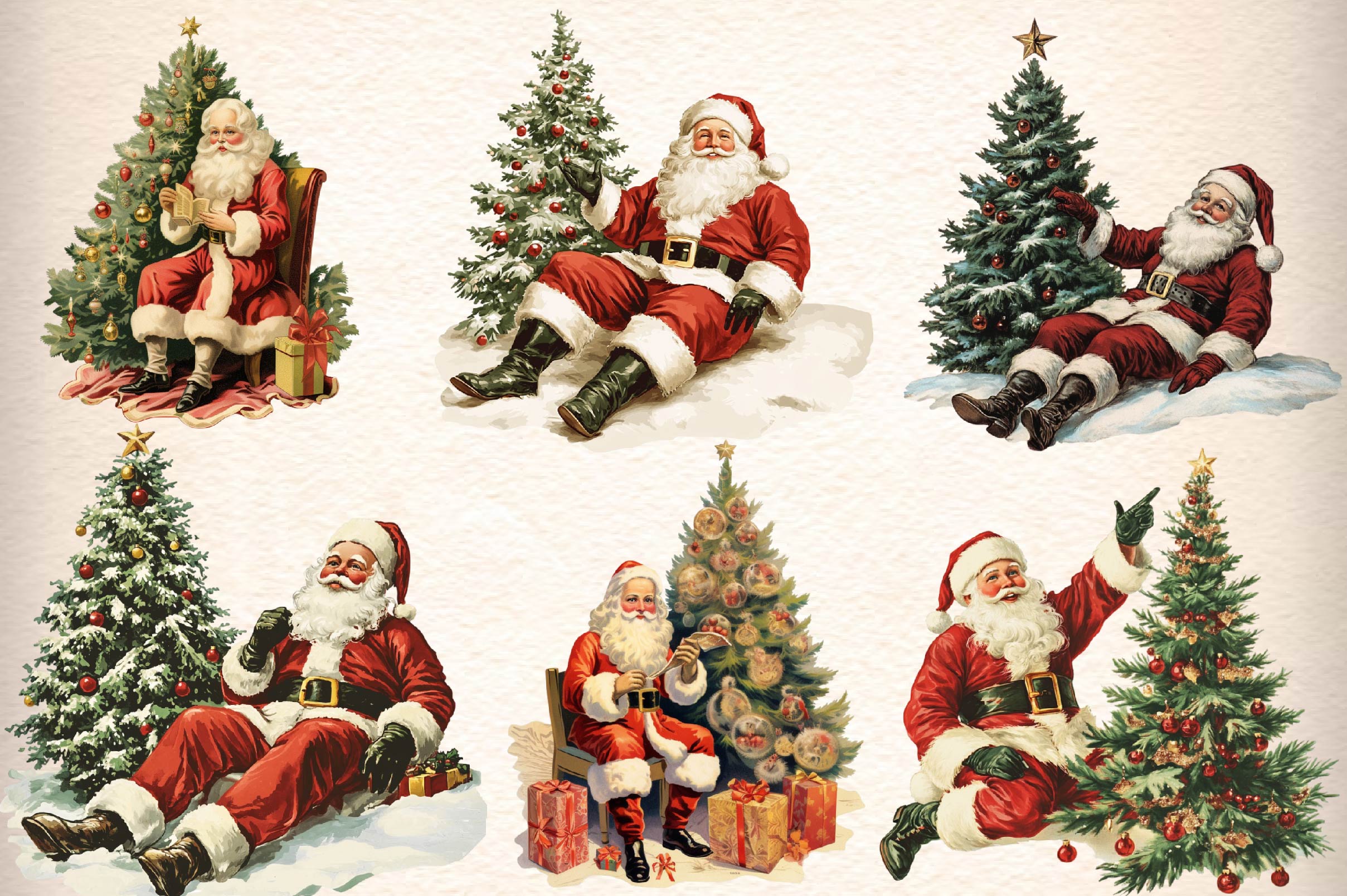 Vintage Christmas Santa Clipart Bundle 3 - CraftNest - Digital Crafting and Art