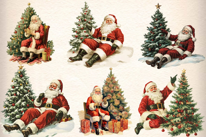 Vintage Christmas Santa Clipart Bundle 3 - CraftNest - Digital Crafting and Art
