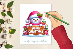 Cute Pink Christmas Snowman Clipart Bundle - CraftNest - Digital Crafting and Art