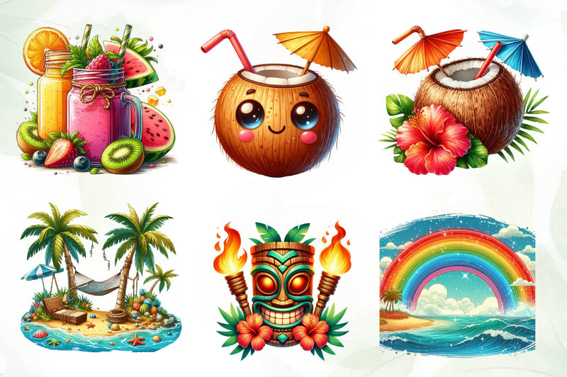 Hawaiian Summer Clipart Bundle - CraftNest - Digital Crafting and Art