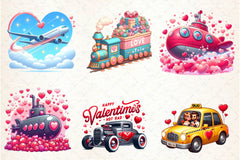 Love Transportation Valentine Clipart Bundle - CraftNest - Digital Crafting and Art