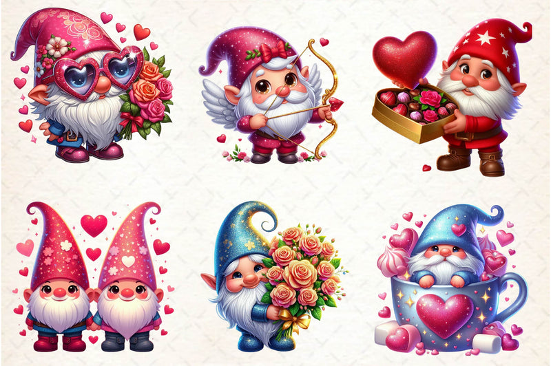 Valentine Gnomes Clipart Bundle - CraftNest - Digital Crafting and Art