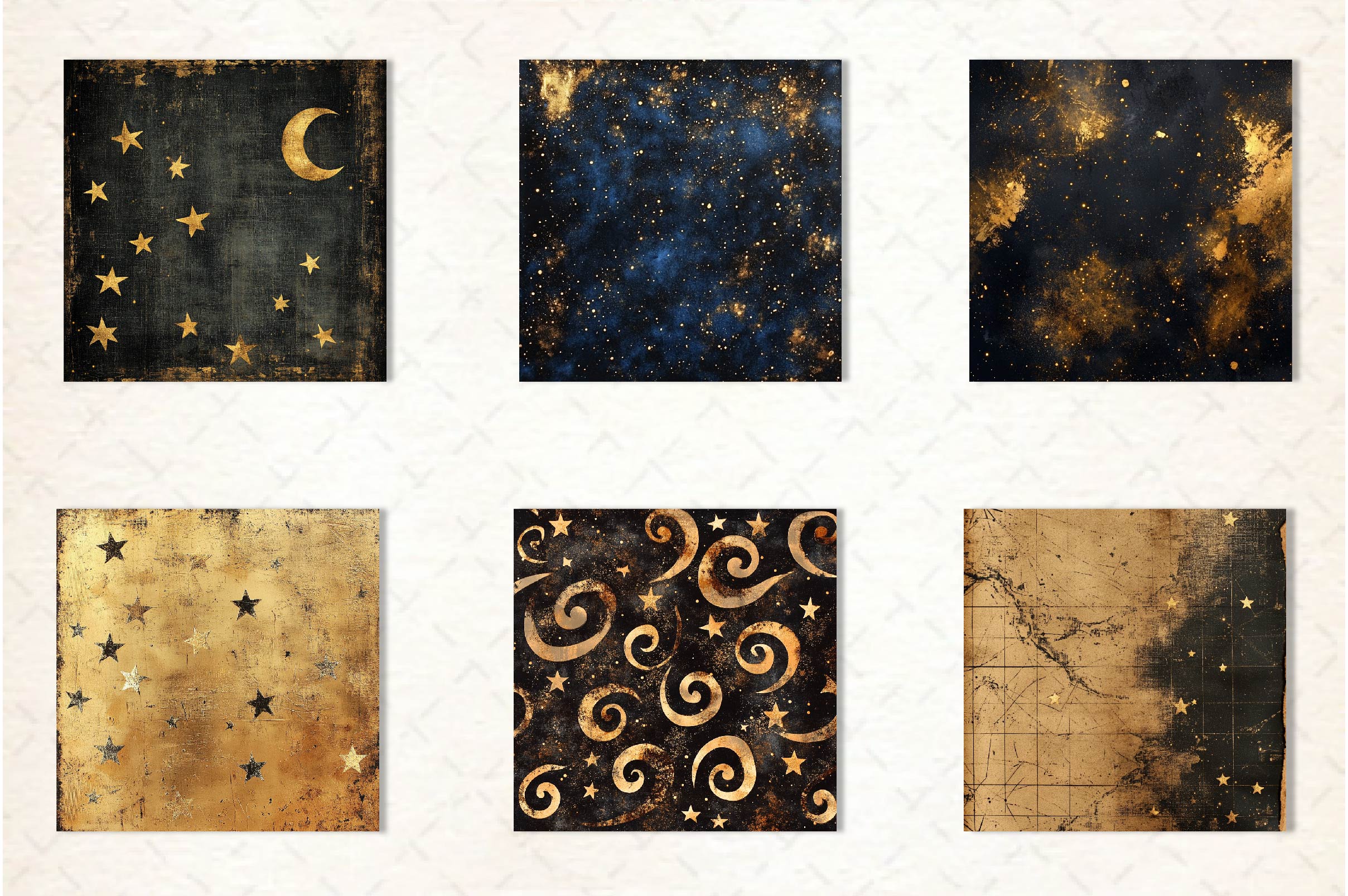Gold Starry Grunge Digital Paper 1 - CraftNest - Digital Crafting and Art