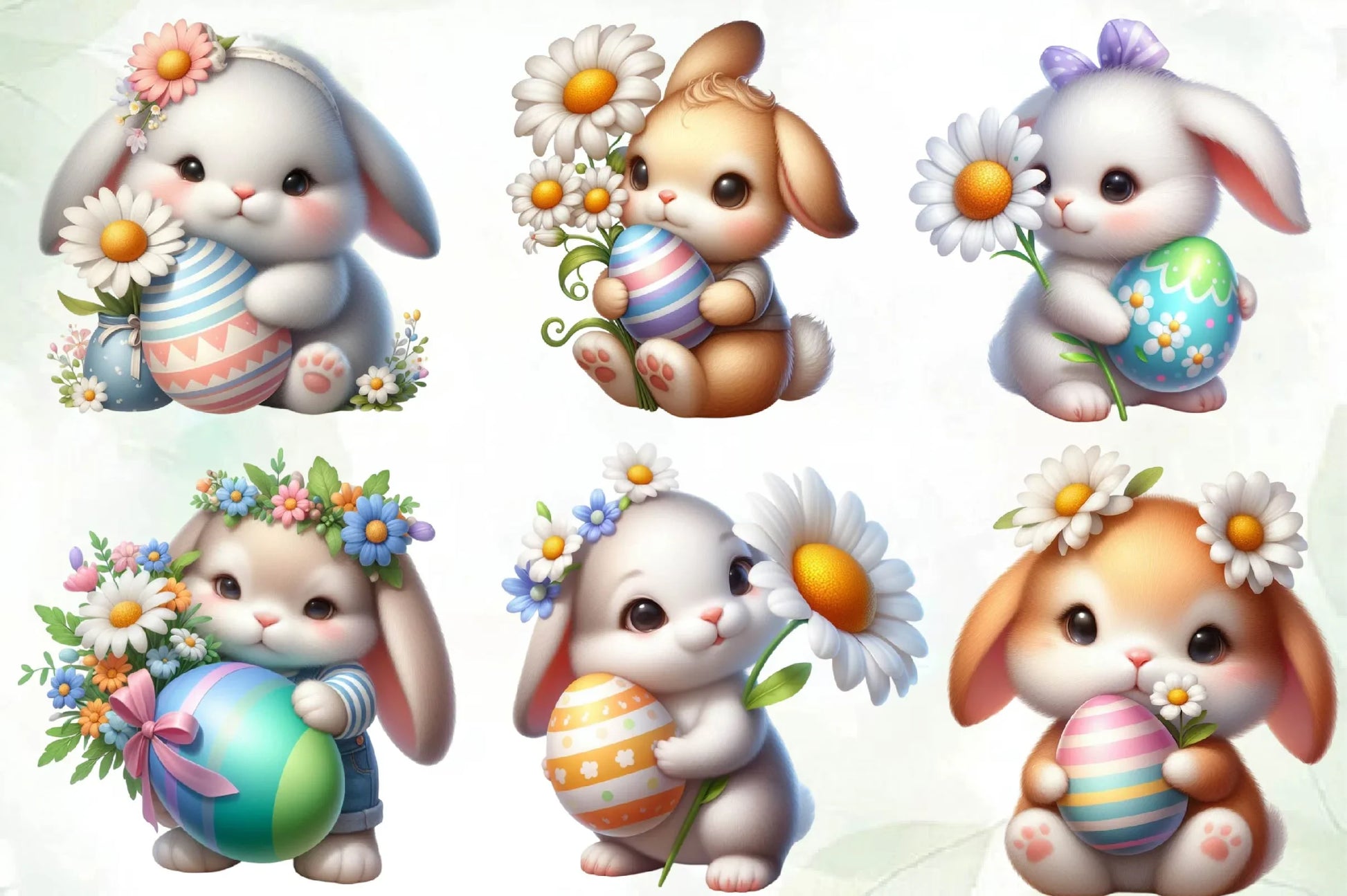 Easter Bunny With Egg Clipart Bundle 1 - CraftNest - Digital Crafting and Art