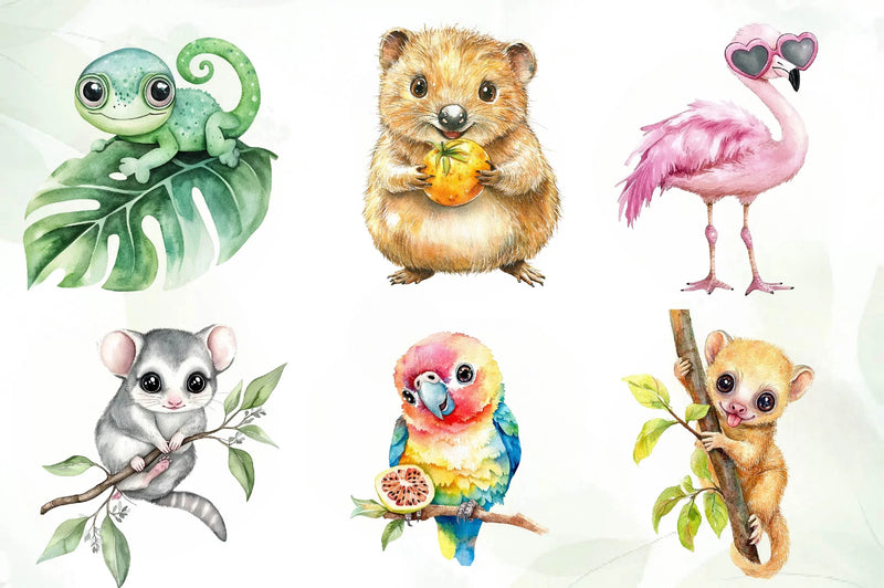 Cute Tropical Animal Friends Clipart Bundle - CraftNest - Digital Crafting and Art