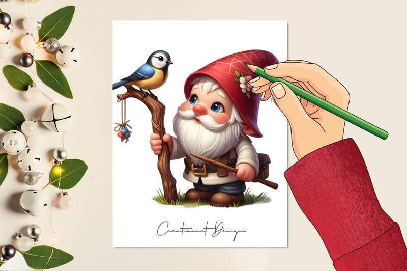 Gnome & Bird Clipart Bundle - CraftNest - Digital Crafting and Art