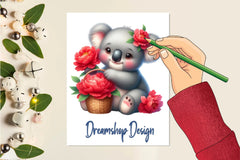 Floral Koala Clipart Bundle - CraftNest - Digital Crafting and Art