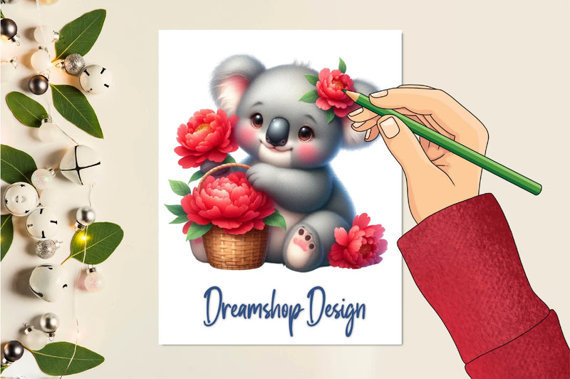 Floral Koala Clipart Bundle - CraftNest - Digital Crafting and Art