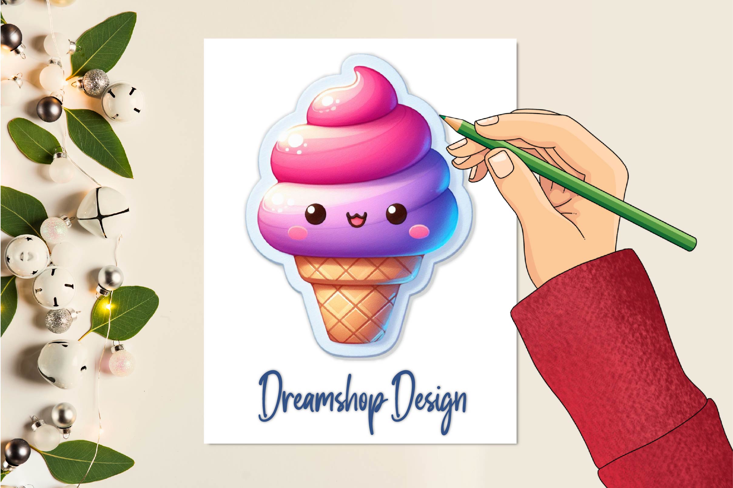 Cute Ice Cream Stickers - CraftNest - Digital Crafting and Art