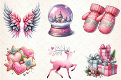 Pink Silver Christmas Clipart Bundle - CraftNest - Digital Crafting and Art