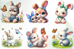 Bunny And Butterfly Clipart Bundle - CraftNest - Digital Crafting and Art