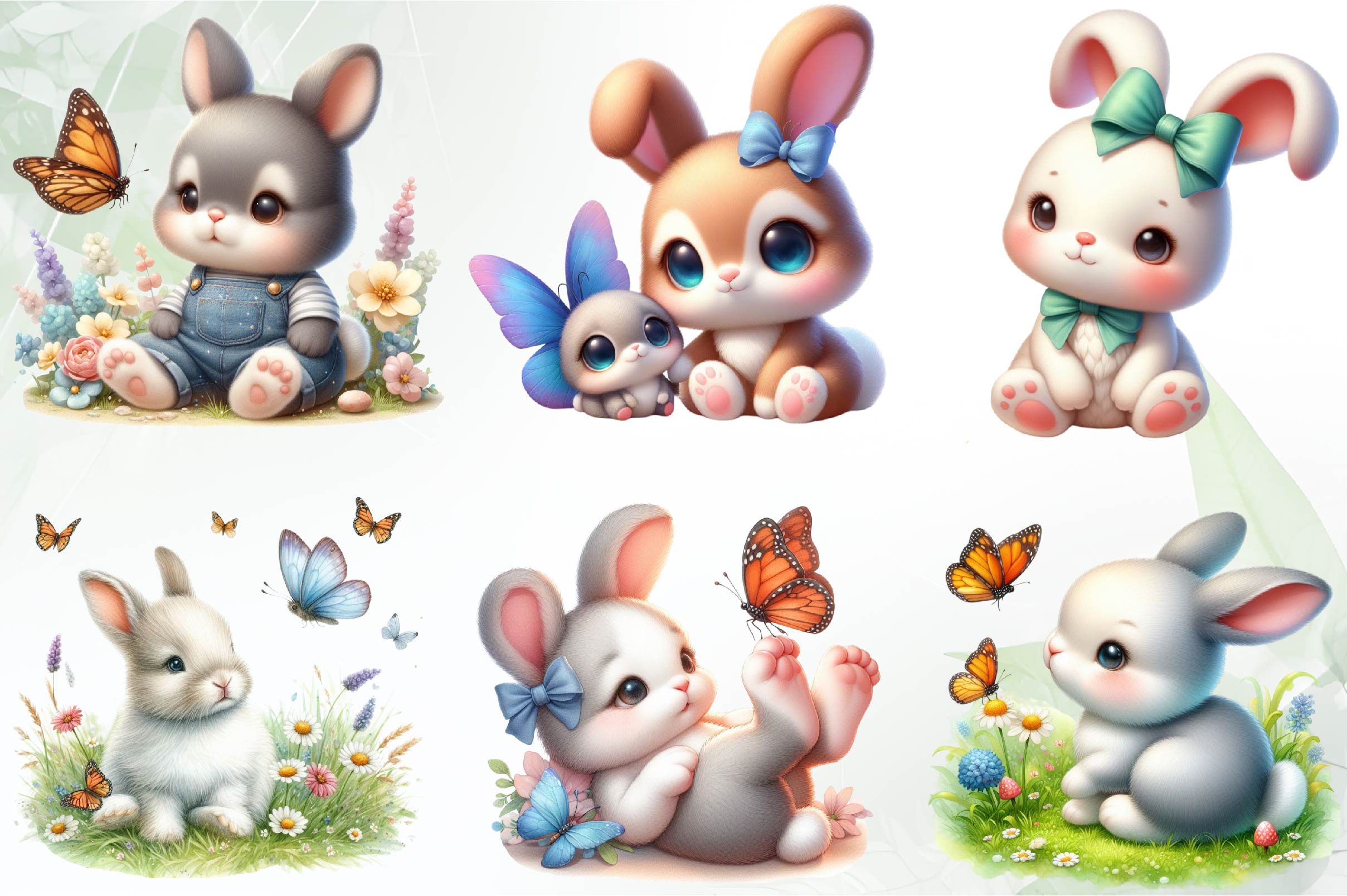Bunny And Butterfly Clipart Bundle - CraftNest - Digital Crafting and Art