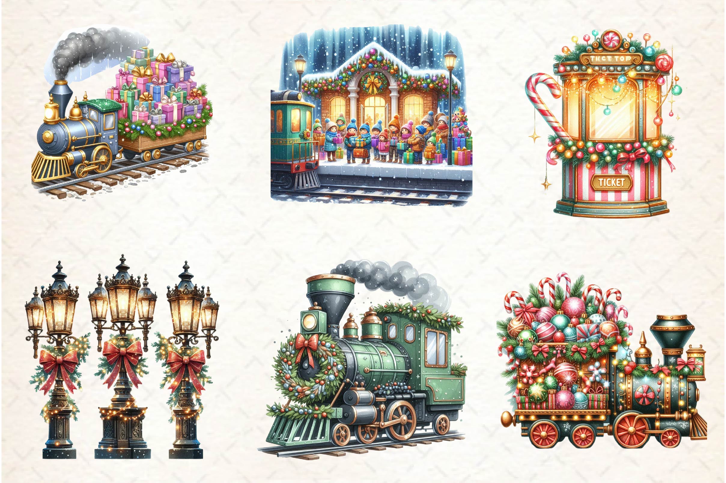 Christmas Train Station Clipart Bundle - CraftNest - Digital Crafting and Art