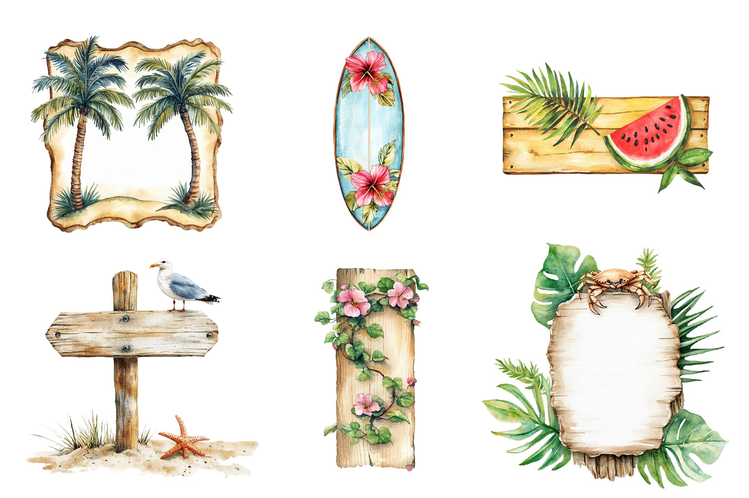 Summer Tropical Blank Signs Clipart Bundle - CraftNest - Digital Crafting and Art