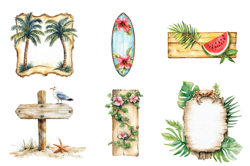 Summer Tropical Blank Signs Clipart Bundle - CraftNest - Digital Crafting and Art