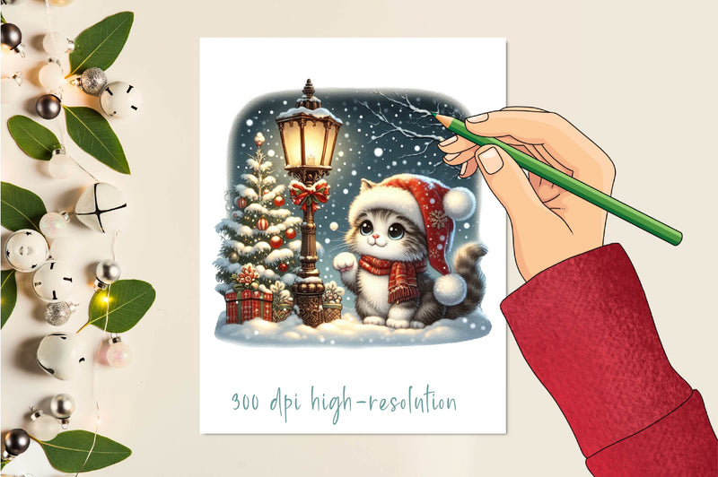 Christmas Cat Clipart Bundle 2 - CraftNest - Digital Crafting and Art