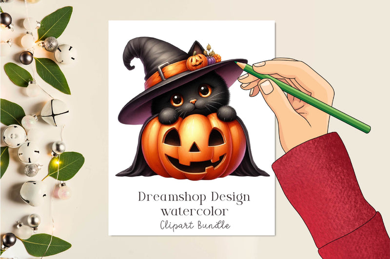 Halloween Black Cat Pumpkin Clipart Bundle - CraftNest - Digital Crafting and Art