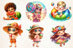Summer Happy Cartoon Kid Clipart Bundle - CraftNest - Digital Crafting and Art