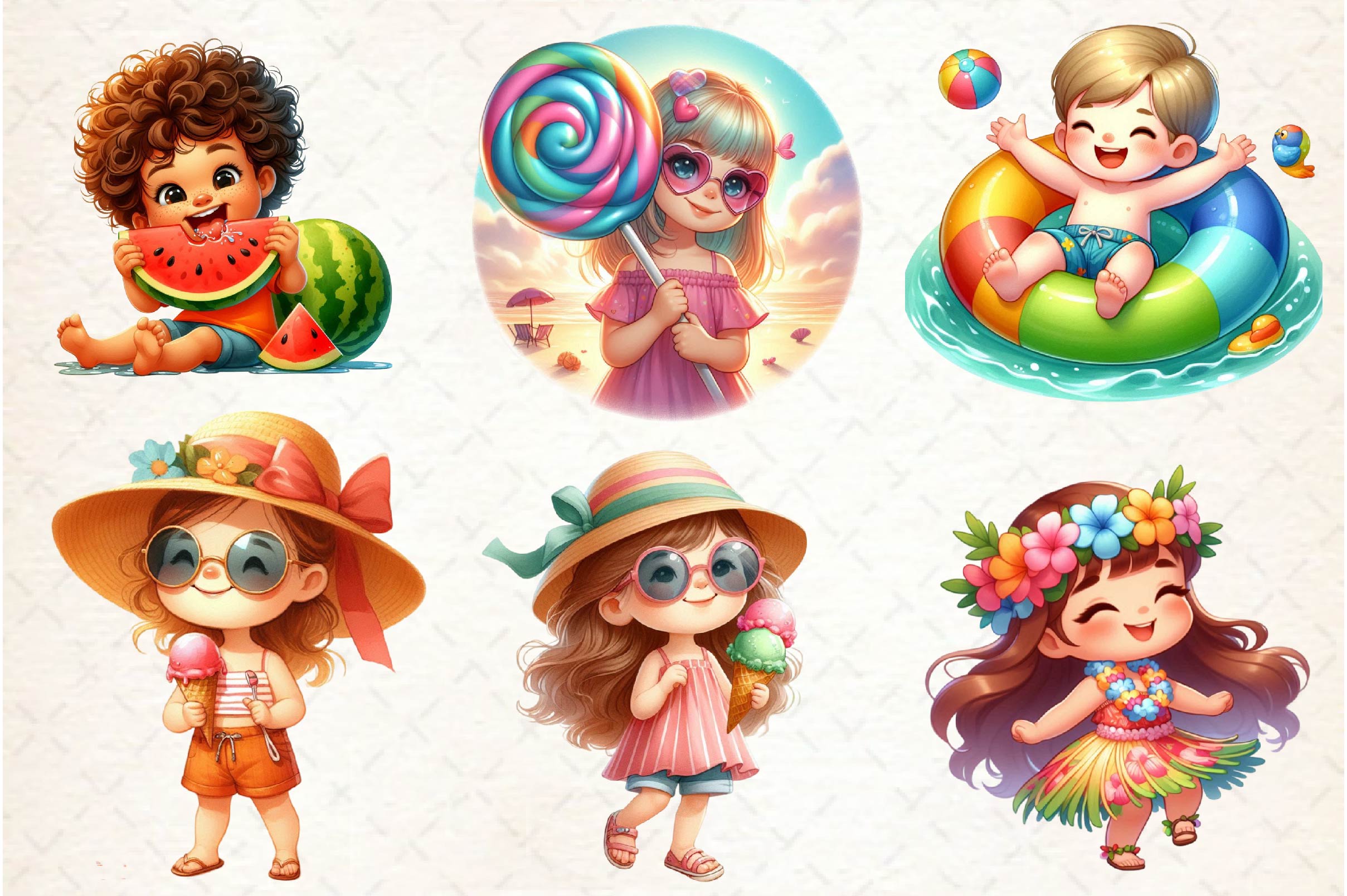 Summer Happy Cartoon Kid Clipart Bundle - CraftNest - Digital Crafting and Art