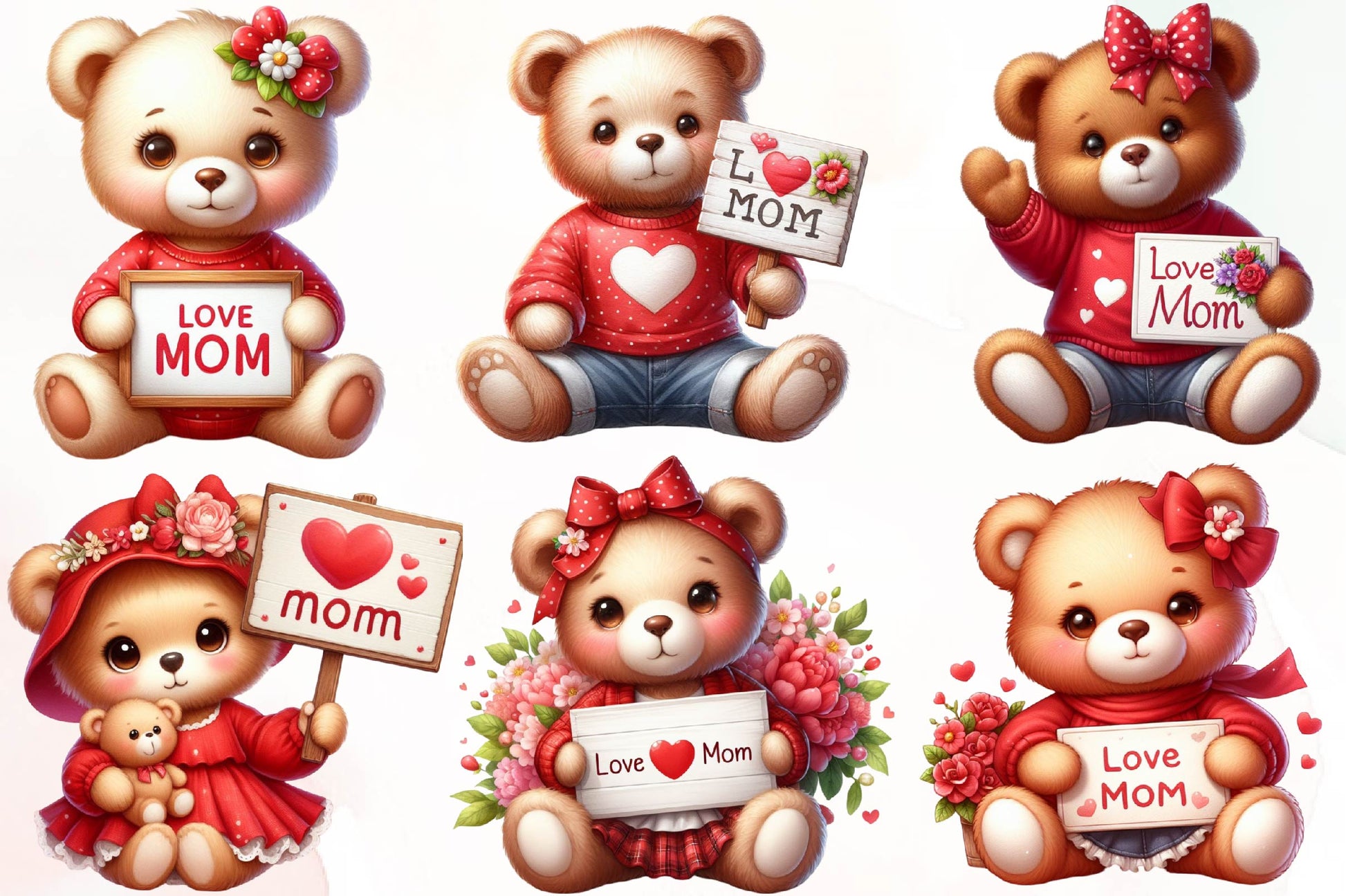 Mothers Day Bear Love Mum Clipart Bundle - CraftNest - Digital Crafting and Art