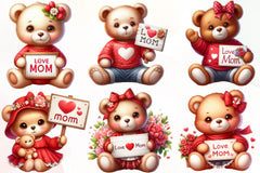 Mothers Day Bear Love Mum Clipart Bundle - CraftNest - Digital Crafting and Art