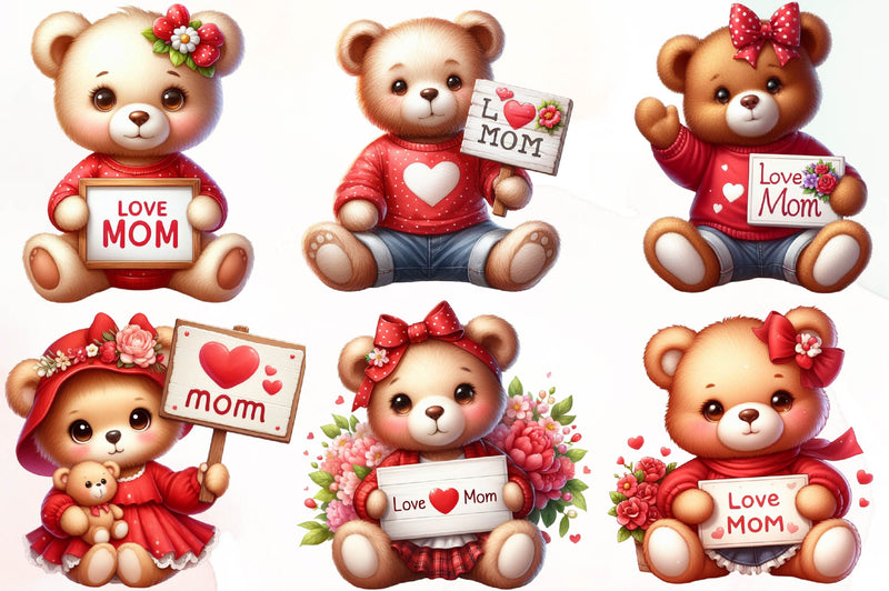 Mothers Day Bear Love Mum Clipart Bundle - CraftNest - Digital Crafting and Art