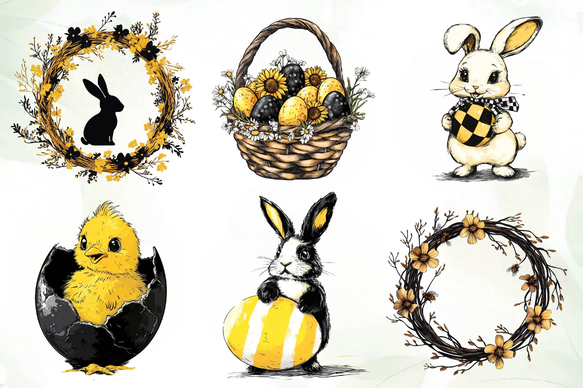 Black And Yellow Easter Clipart Bundle - CraftNest - Digital Crafting and Art