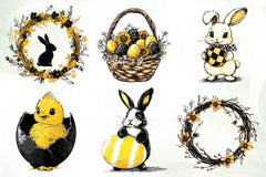 Black And Yellow Easter Clipart Bundle - CraftNest - Digital Crafting and Art