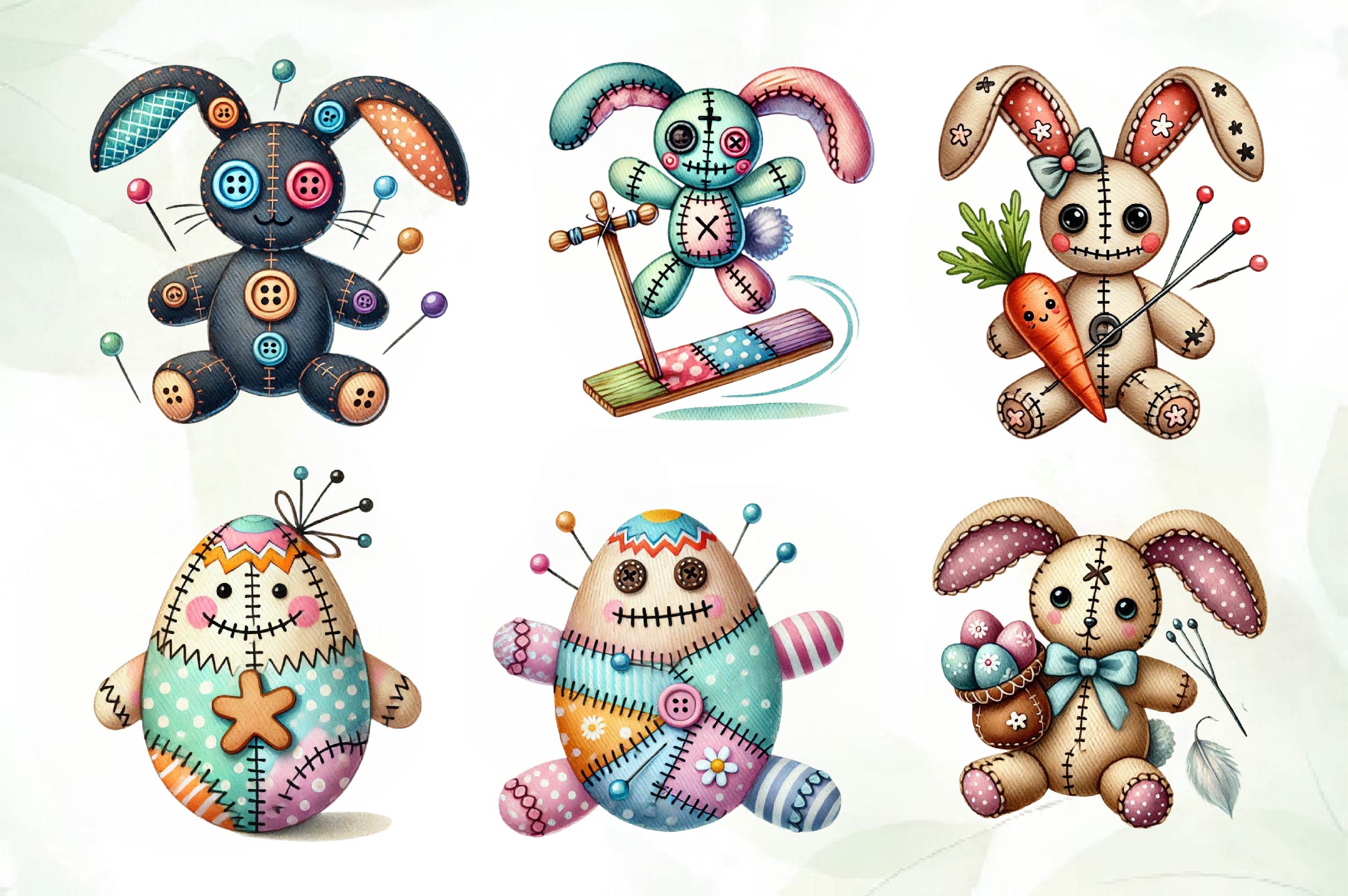 Cute Easter Voodoo Doll Clipart Bundle - CraftNest - Digital Crafting and Art