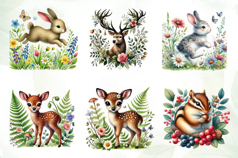 Woodland Animals Clipart Bundle - CraftNest - Digital Crafting and Art
