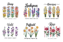 Birth Month Flower Brushstrokes Clipart Bundle - CraftNest - Digital Crafting and Art