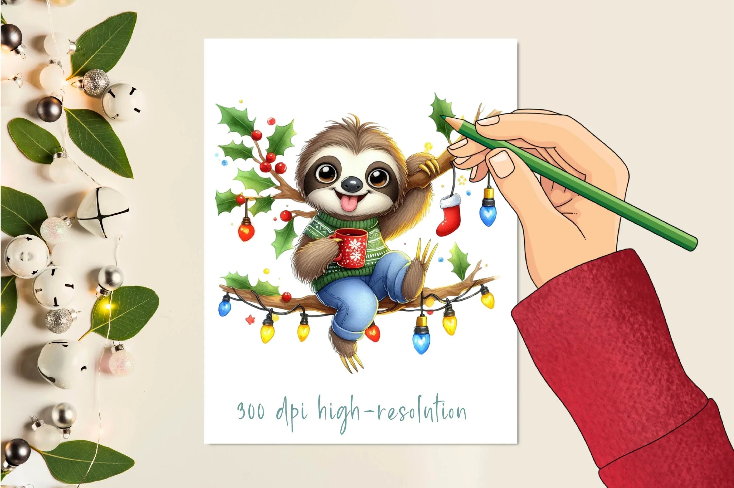 Christmas Sloth Clipart Bundle - CraftNest - Digital Crafting and Art