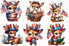 Patriotic Cute Deer Clipart Bundle - CraftNest - Digital Crafting and Art