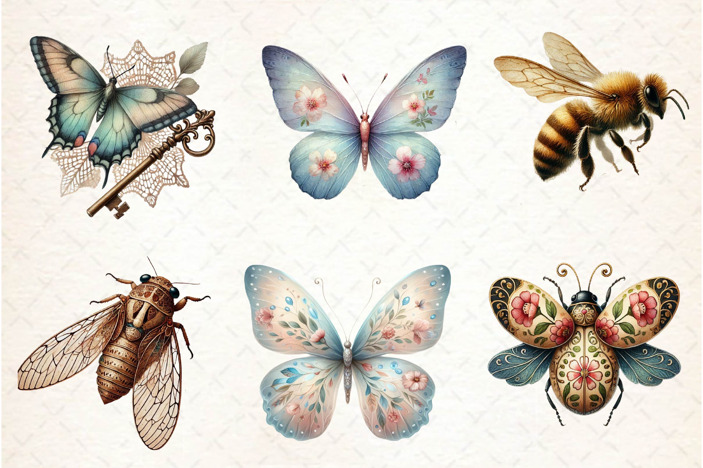 Vintage Spring Insect Clipart Bundle 1 - CraftNest - Digital Crafting and Art